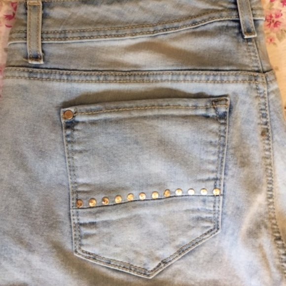 wide cuff Capri, embellish pockets*, stonewash 10 - Picture 4 of 4